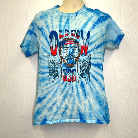 Colortone - Post Malone Old Row USA Graphic Blue Tie Died T Shirt Size Medium - Picture 1 of 8